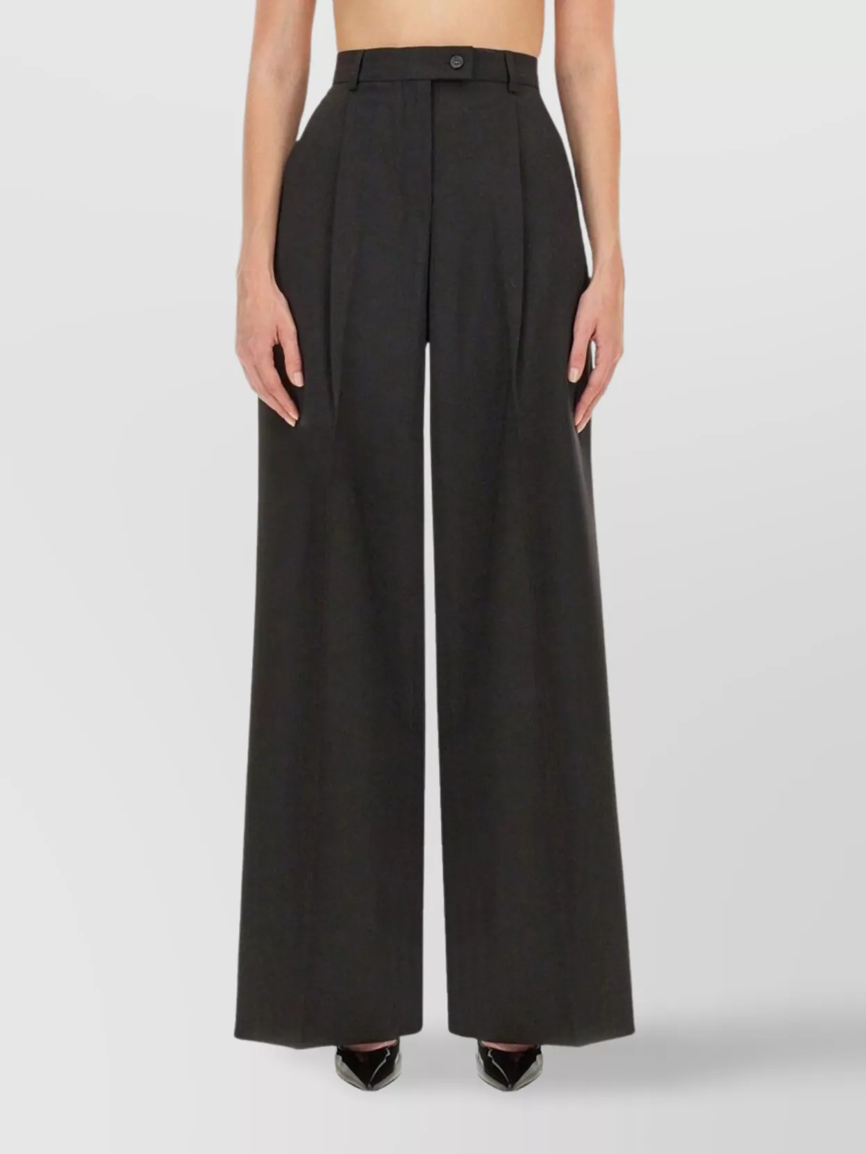 Sportmax High Waist Wide Leg Trousers With Pockets In Black