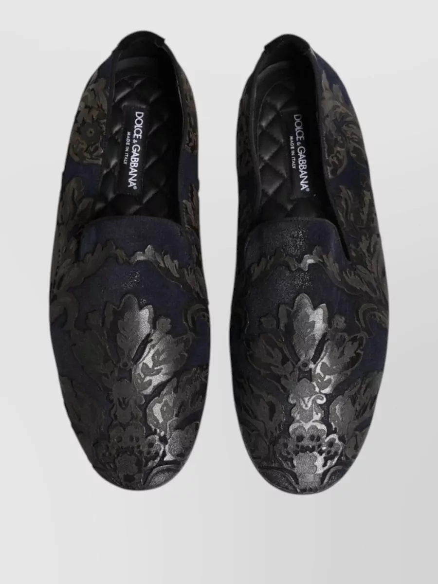 Dolce&Gabbana Leather Jacquard Slippers