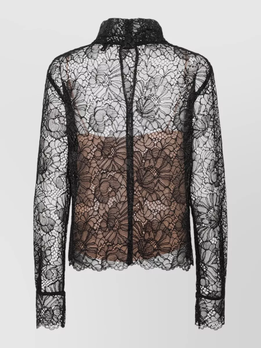Rotate Lace High-Neck Long-Sleeve Blouse