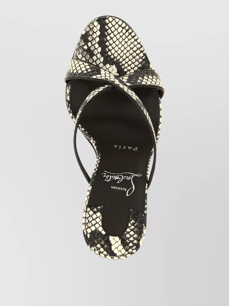 Christian Louboutin Elaphe Leather Cross-Strap Stiletto Mules