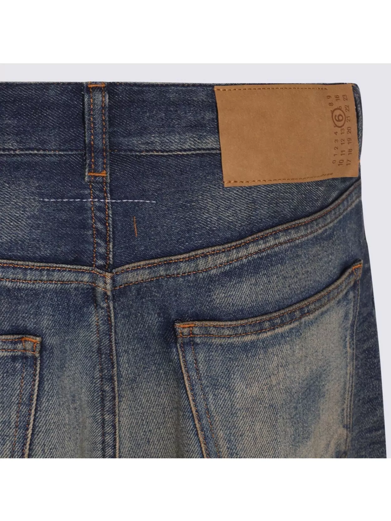 Mm6 Maison Margiela Wide-leg Drawstring Trousers Contrast Stitching In Blue