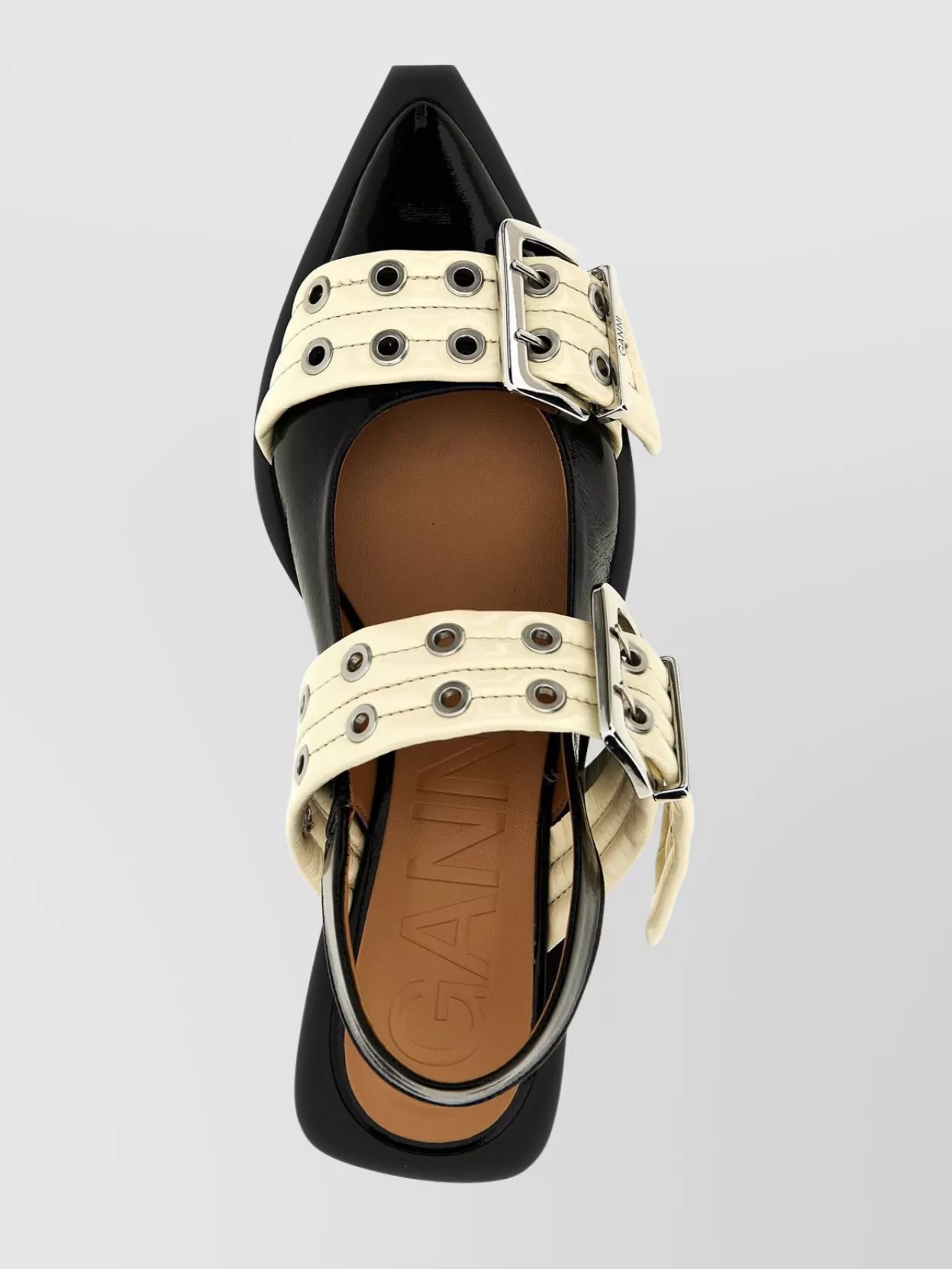 Ganni 'pointed Toe' Ballet Flats With Wide Belt Buckle