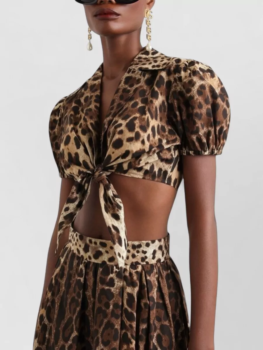 Dolce&Gabbana Cotton Leopard-Print Short-Sleeve Mini Dress