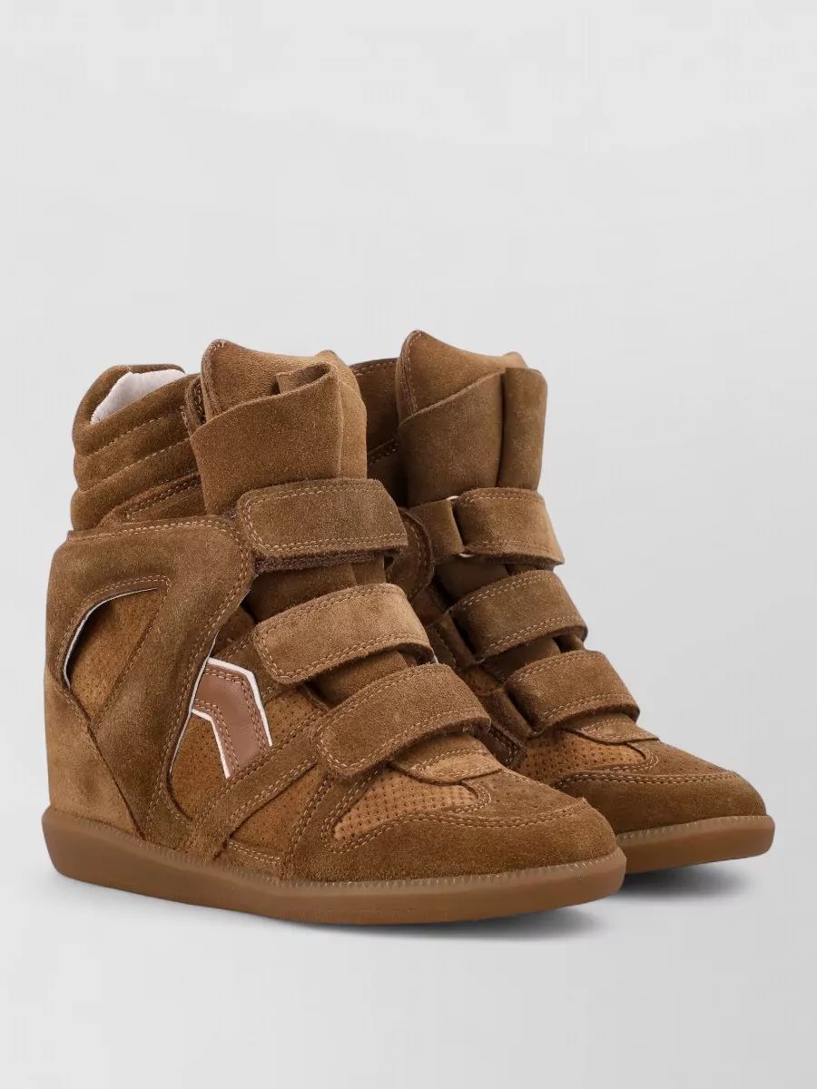 Isabel Marant Ankle Sneaker Wedge Heel Suede Perforated In Brown