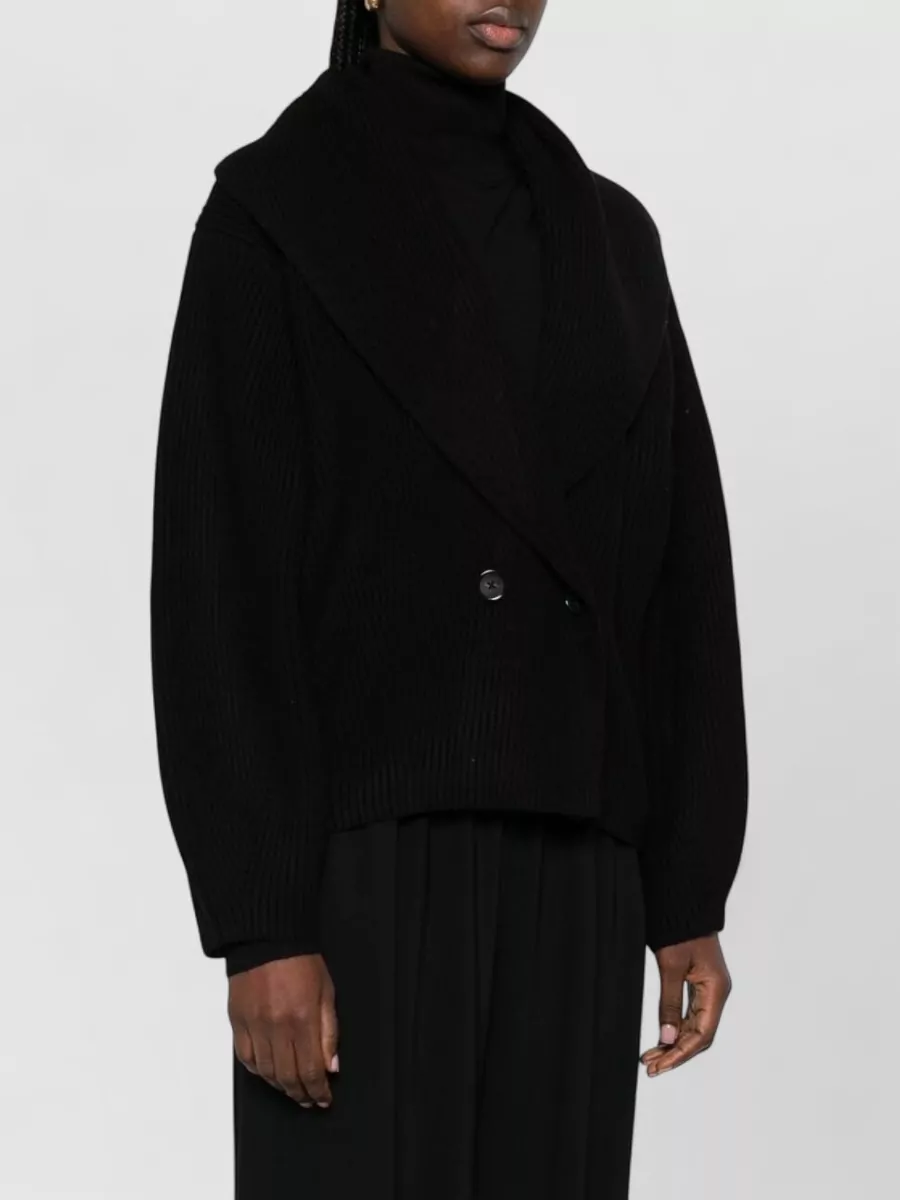 Totême Shawl Collar Double Breasted Ribbed Knit Cardigan