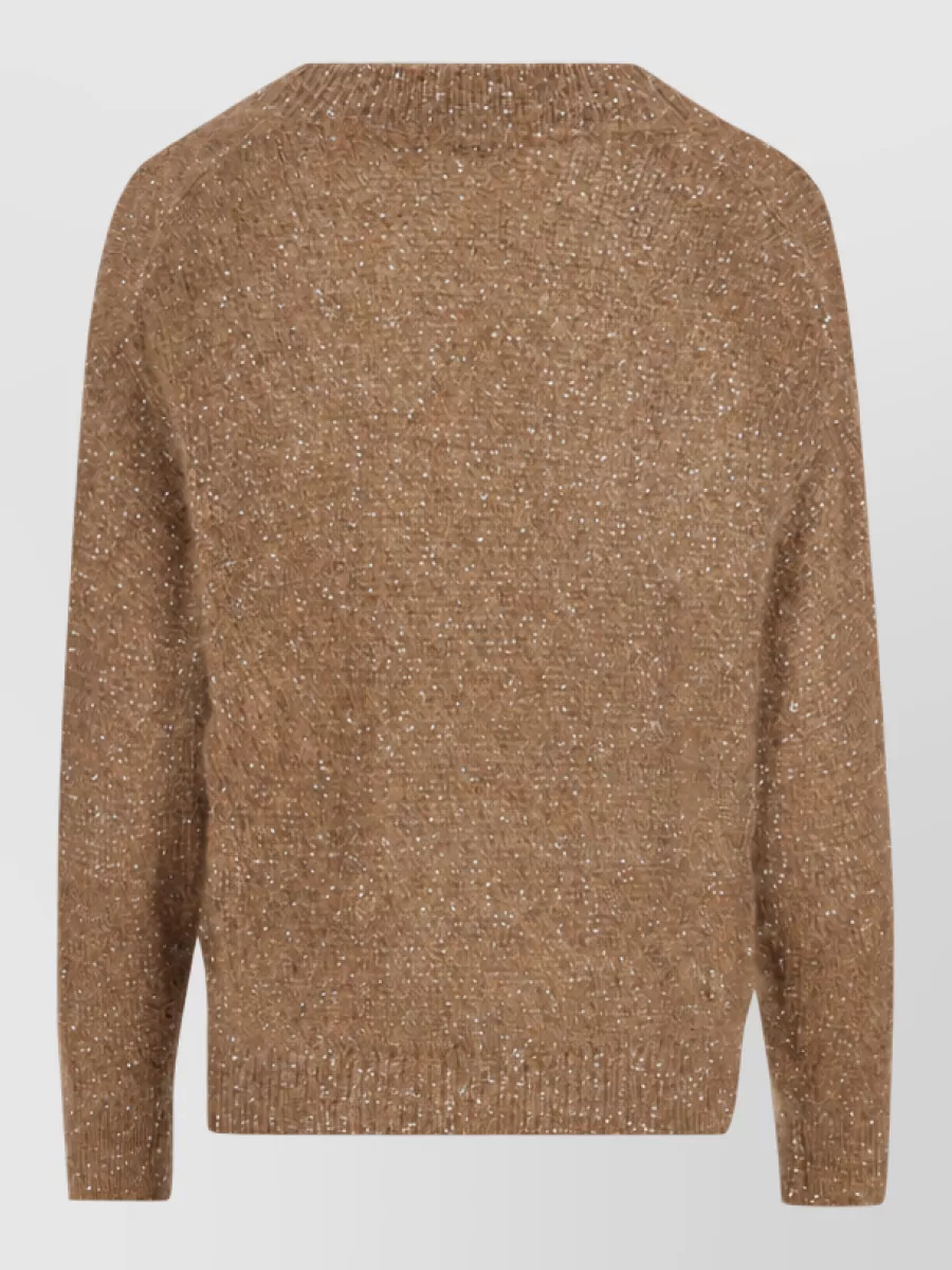 Brunello Cucinelli V-Neck Long-Sleeve Ribbed Hem Jumper