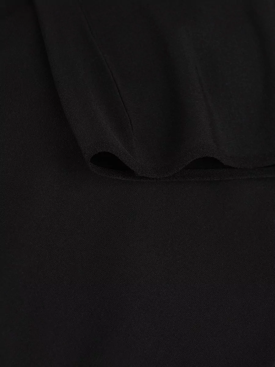 Valentino Garavani Fine-Knit Crystal-Embellished Bow-Detail Crew-Neck Short-Sleeve Flared Knee-Length Dress