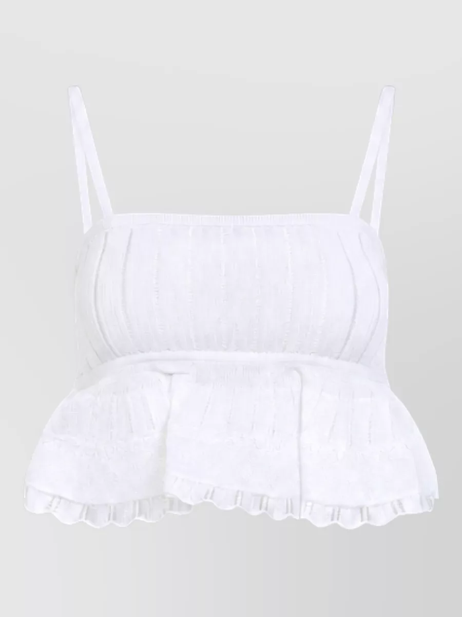 Alaïa viscose cropped square-neck peplum camisole