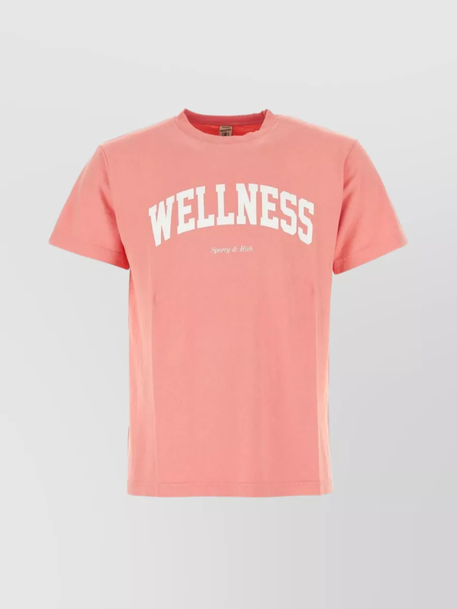 Shop Sporty And Rich Straight Hem Cotton Crew-neck T-shirt In Pink