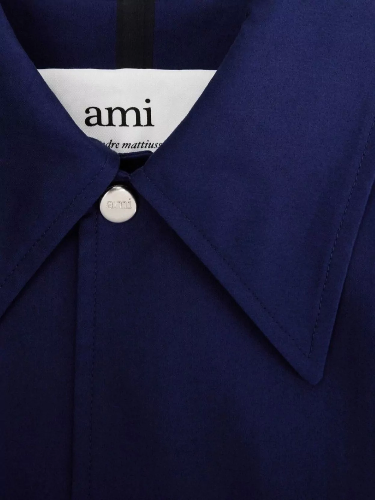 Ami Paris Long Sleeve Point Collar Side Pocket Coat