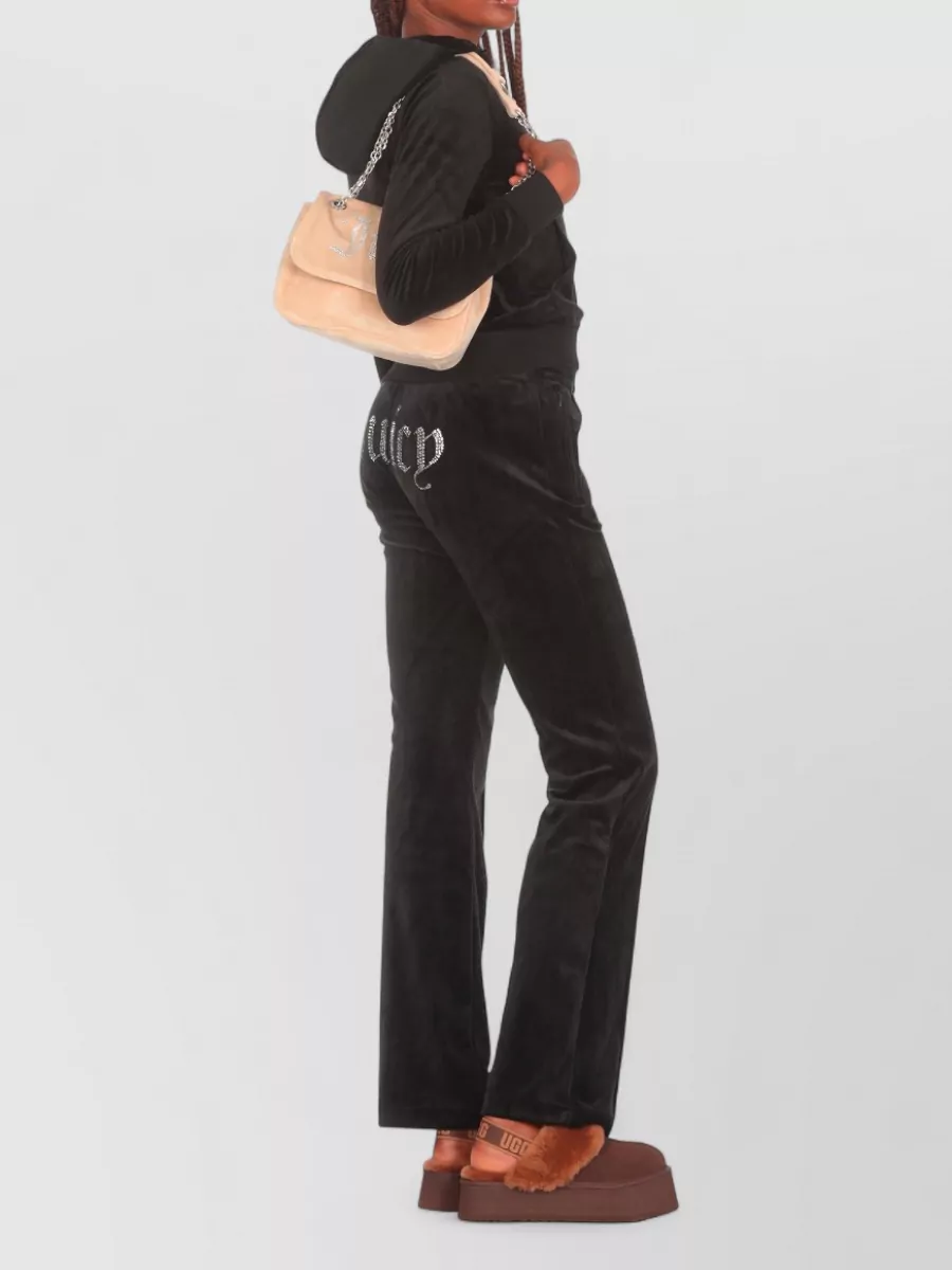 Juicy Couture Velvet Rhinestone-Embellished Bootcut Track Pants