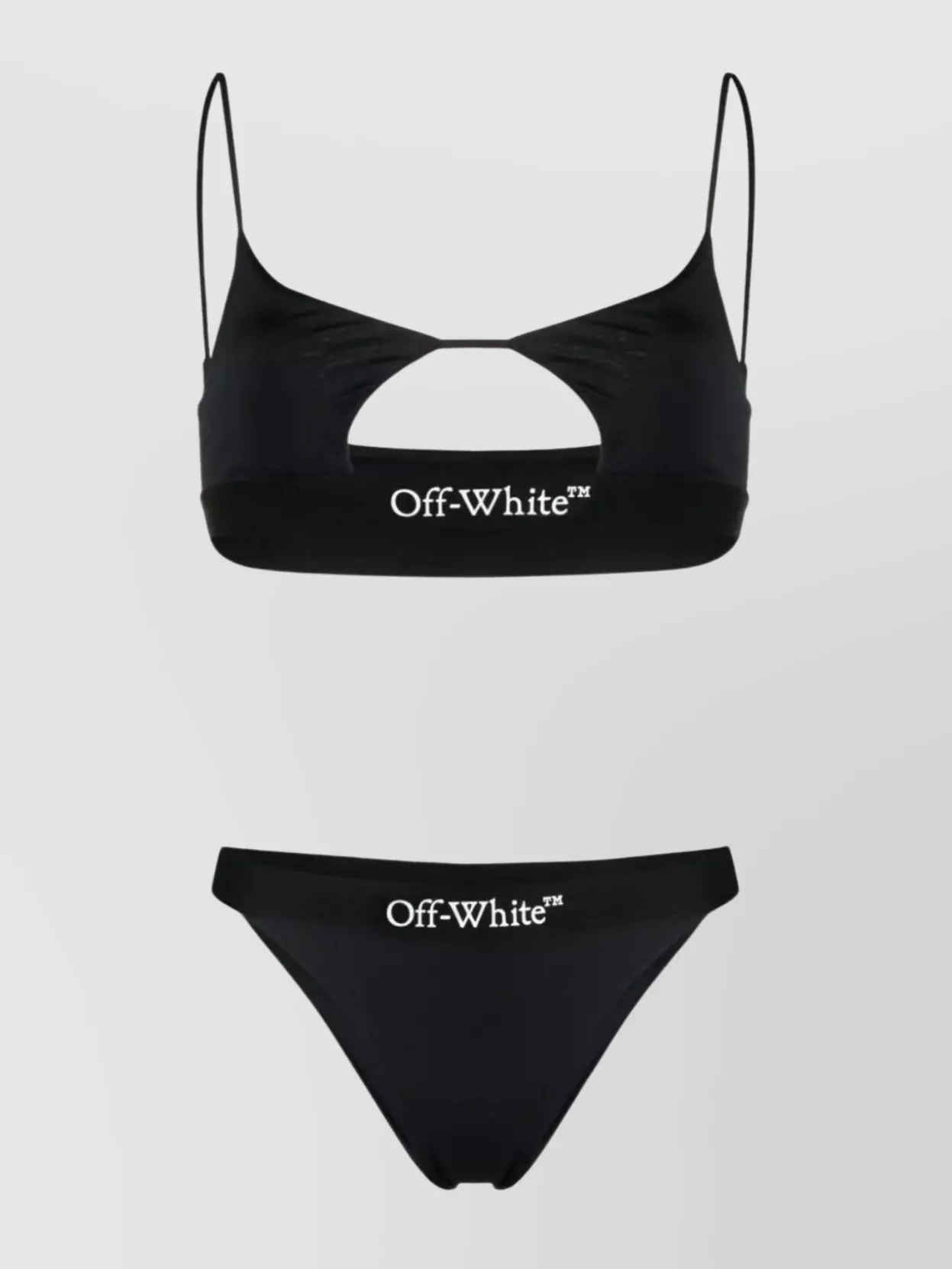 OFF-WHITE BIKINI WITH LOGO PRINT AND CUT-OUTS