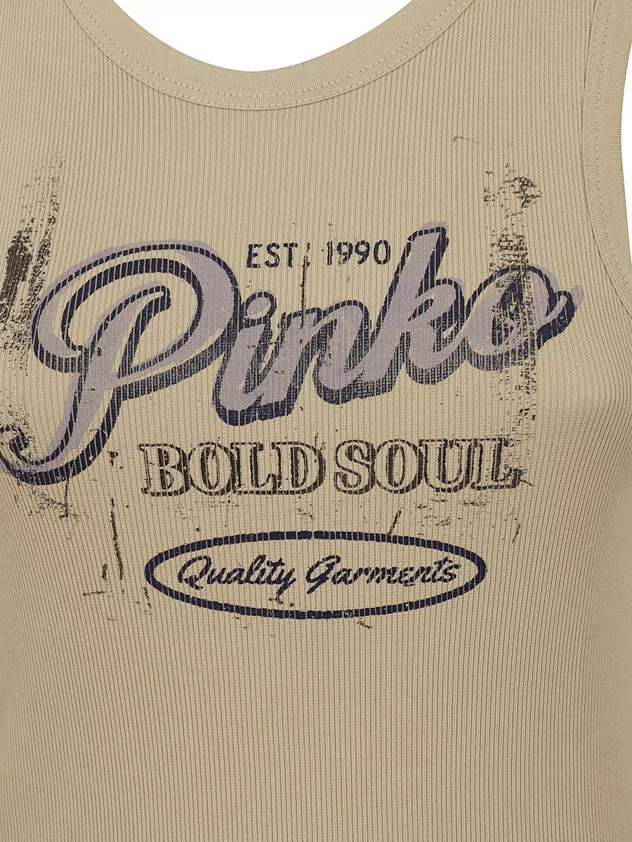 Pinko Ribbed Logo-Print Tank Top