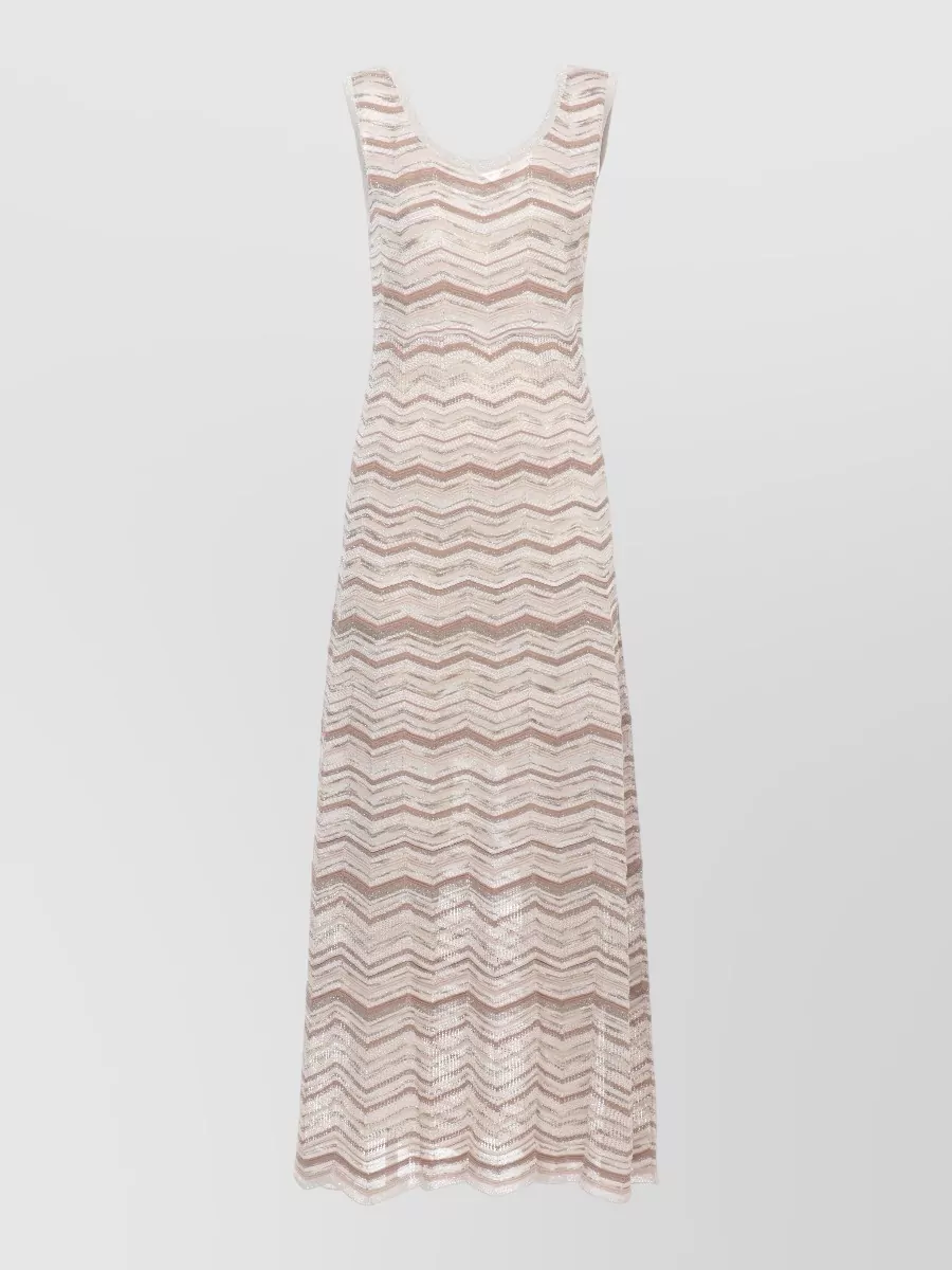 D.exterior Sleeveless V-Neck Geometric-Knit Maxi Dress