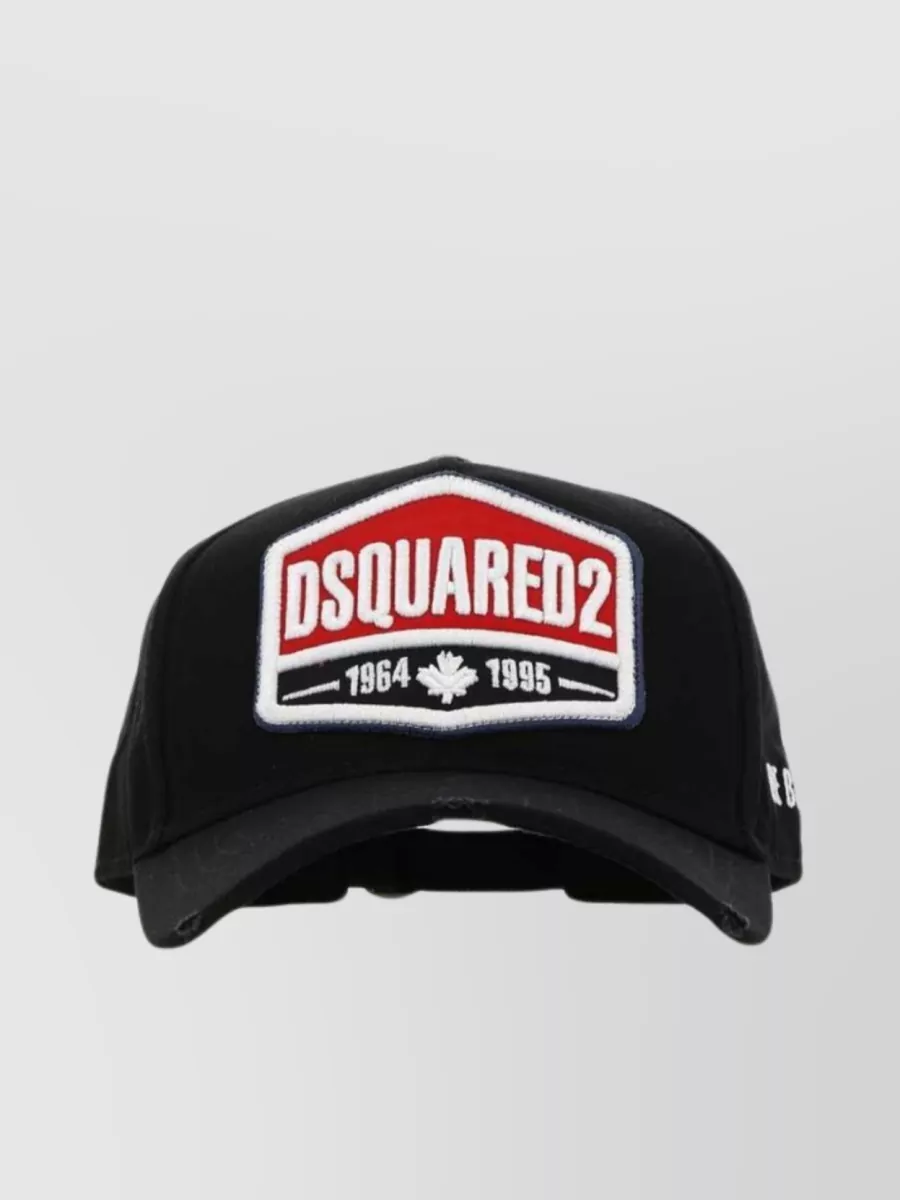 Shop Dsquared2 Cotton Baseball Cap With Curved Brim In Black