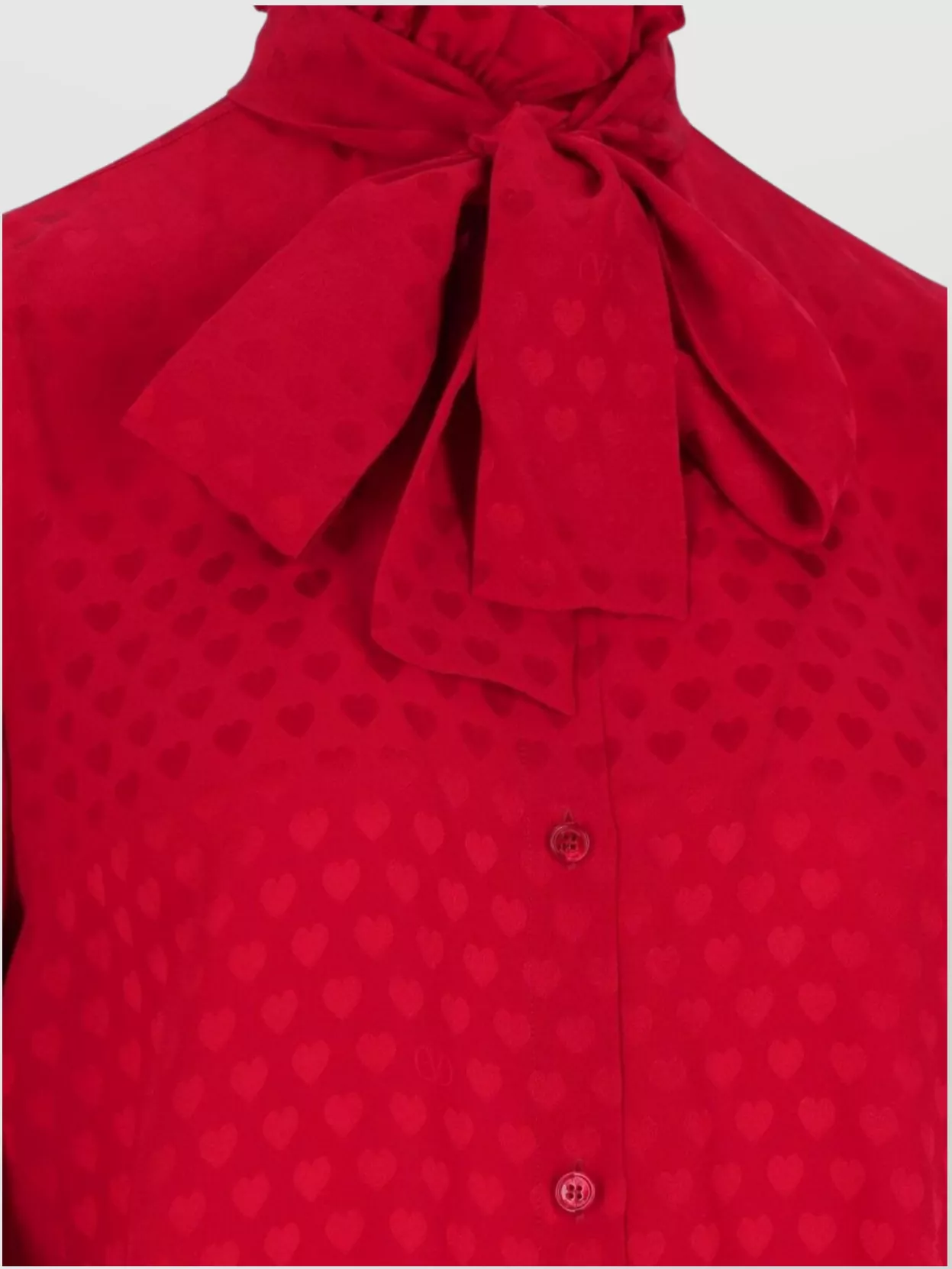 Valentino Neck Bow Heart Pattern Long Sleeves