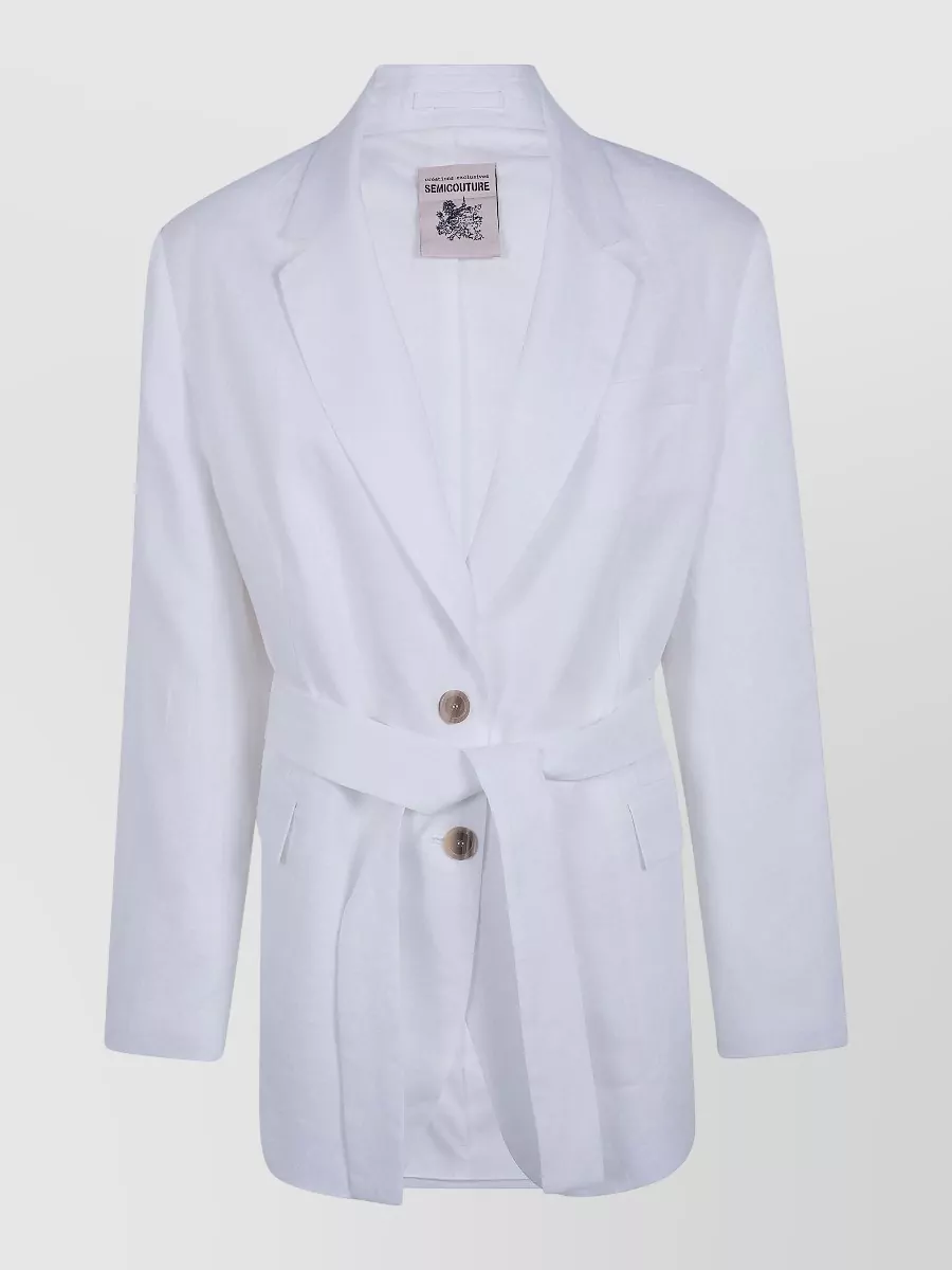 Semicouture Linen belted suit jacket