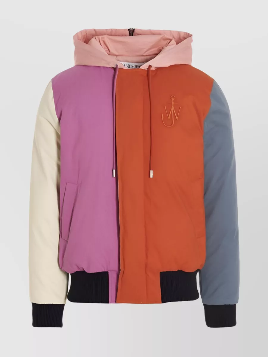 Shop Jw Anderson Block Panel Hooded Zip Jacket In Multicoloured