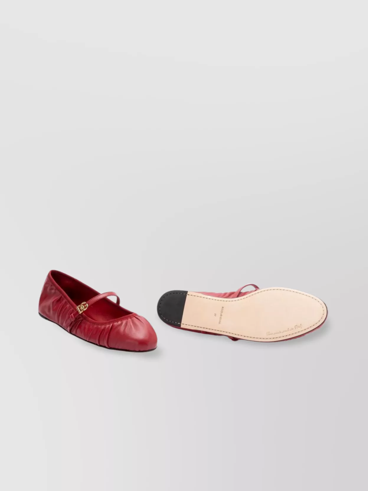Dolce & Gabbana Nappa Leather Ballet Flats With Logo Buckle