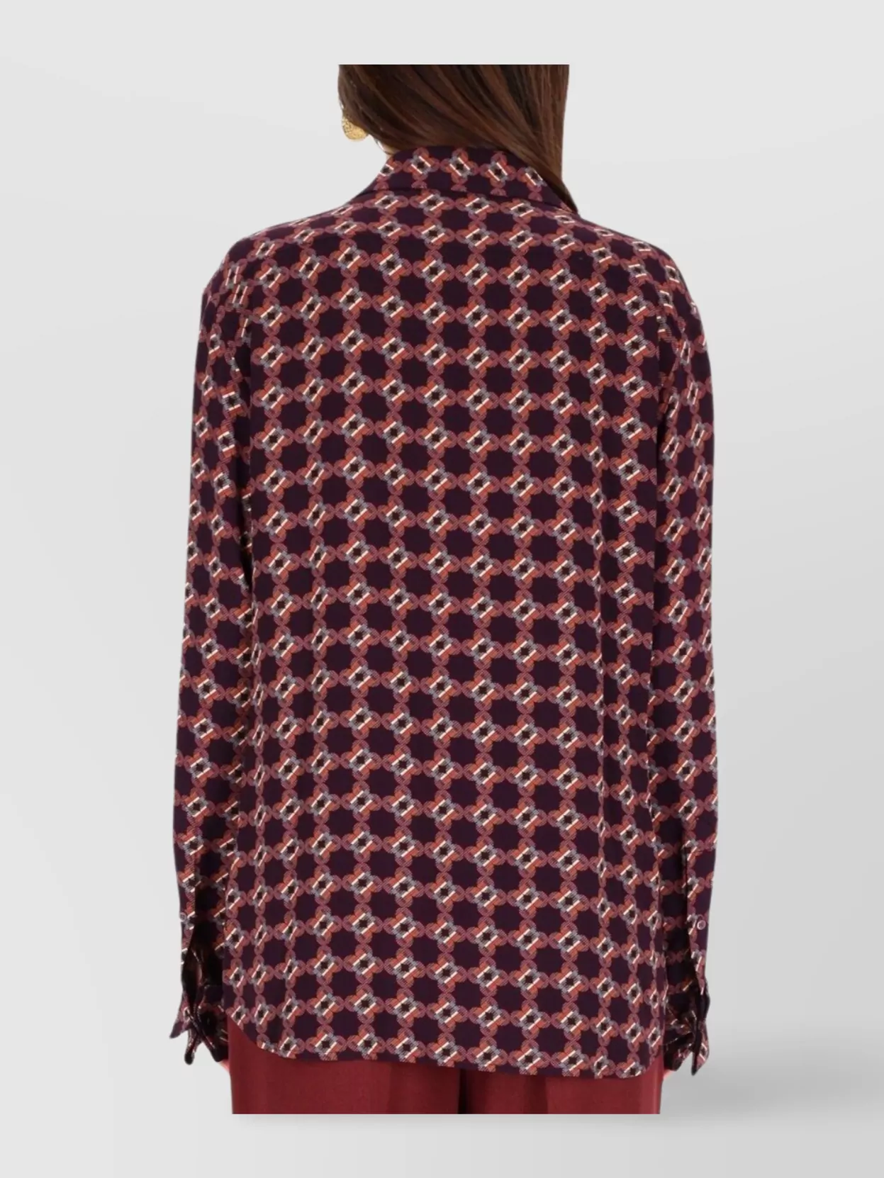 Dries Van Noten Geometric Long Sleeve V Neck Top