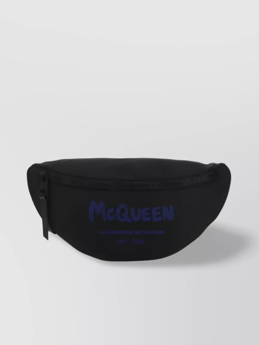 Shop Alexander Mcqueen Signature Print Zip Belt Bag In Black