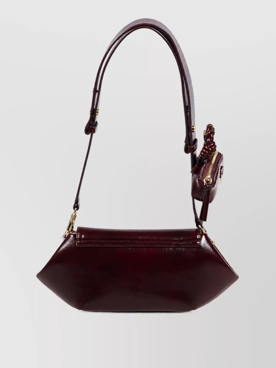 Ganni bou east/west deep shine clutch bag