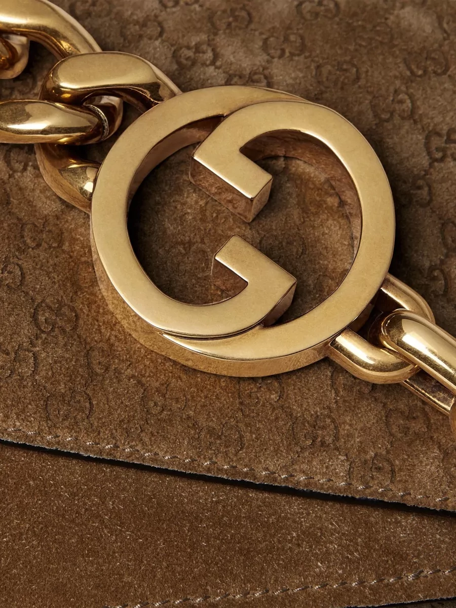 Gucci Chain Clutch Bag Monogram Pattern Strap