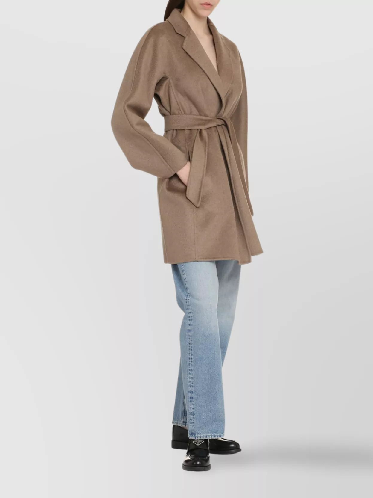 Max Mara Lapel Collar Belted Cashmere Coat