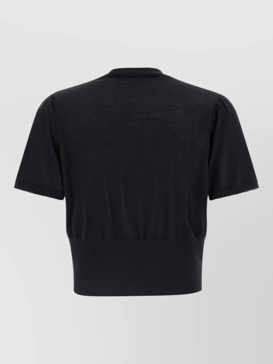 Vivienne Westwood Silk Wool Draped Cropped V-Neck Short-Sleeve Knitted Top