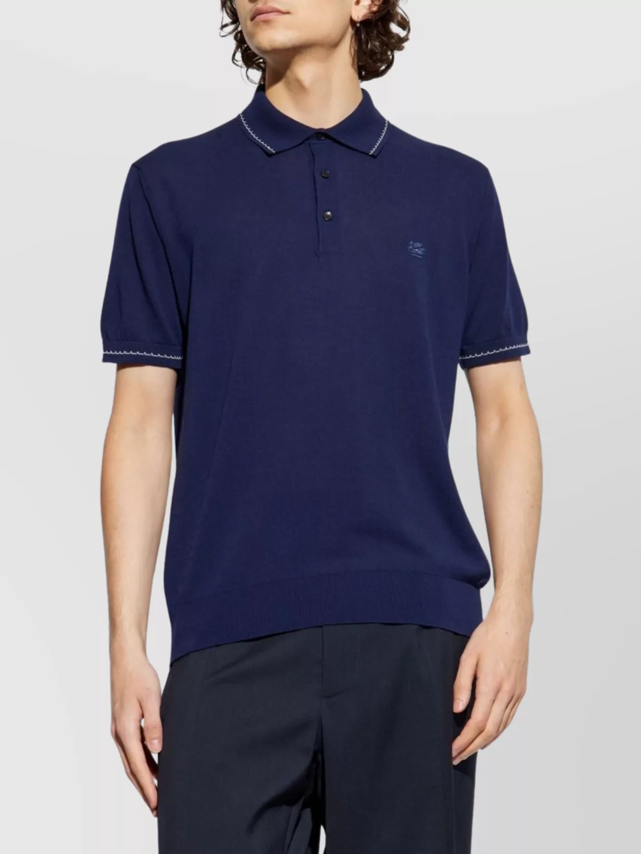 Etro Short Sleeves Polo Collar Ribbed Cuffs
