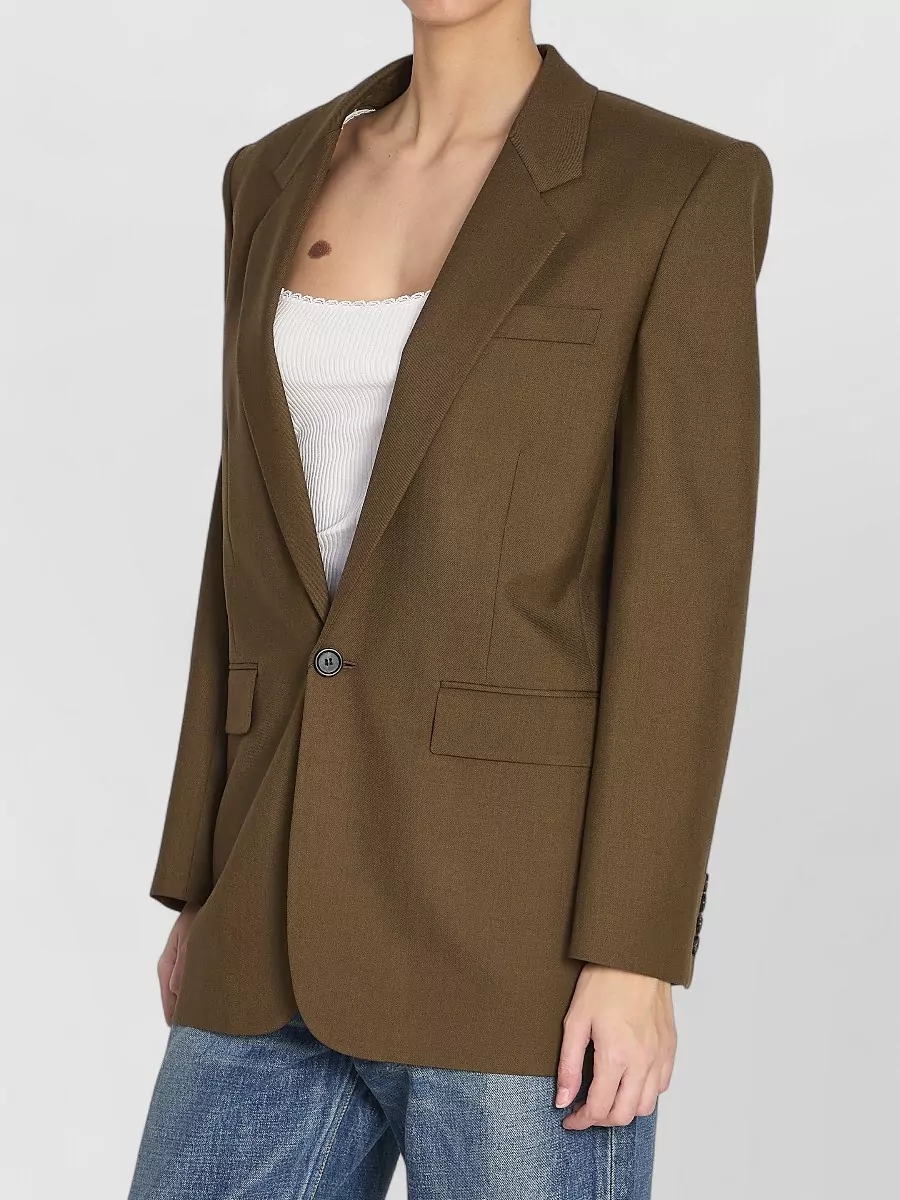 Saint Laurent Wool Single Breasted Jacket Loose Fit