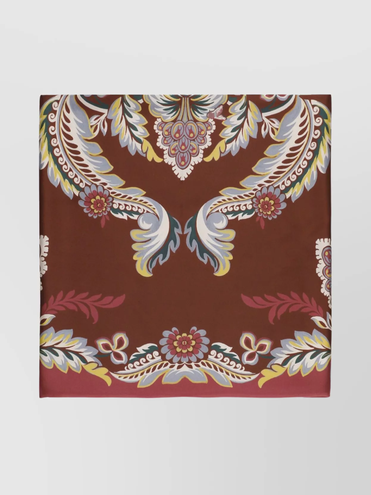 Etro Floral Square Silk Scarf For Women In Brown
