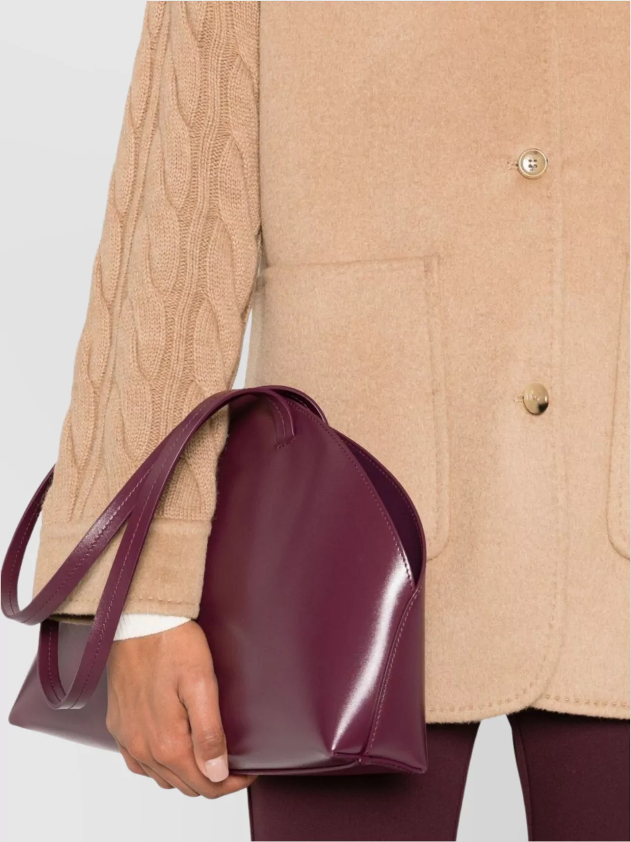 Max Mara Stylish Coat With Cable Knit Sleeves