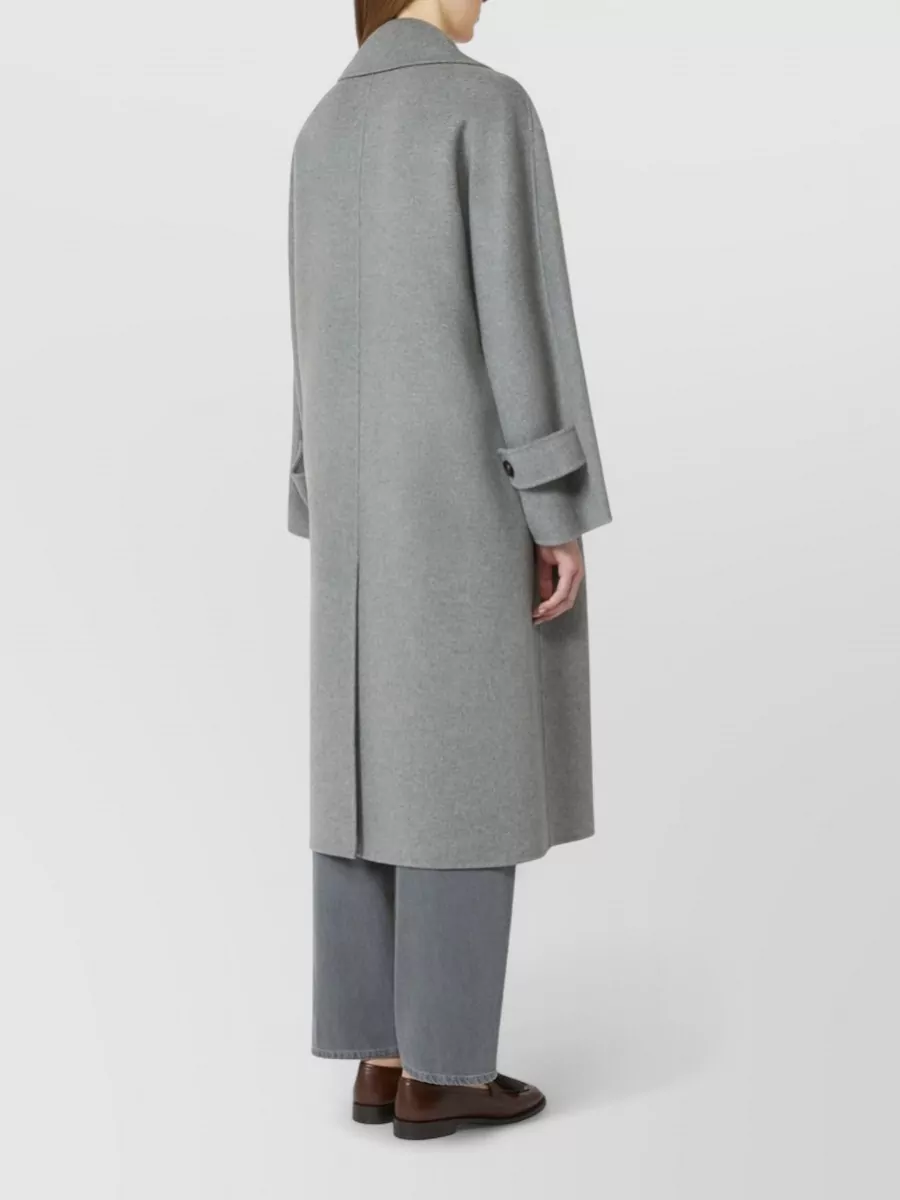 S Max Mara Long Coat Back Vent Front Pockets Lapels