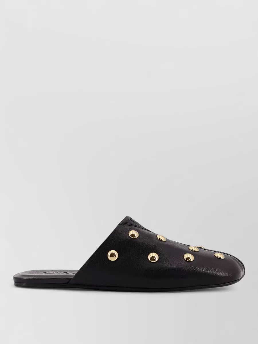 Chloé Rita Leather Sandals Studded Square Toe