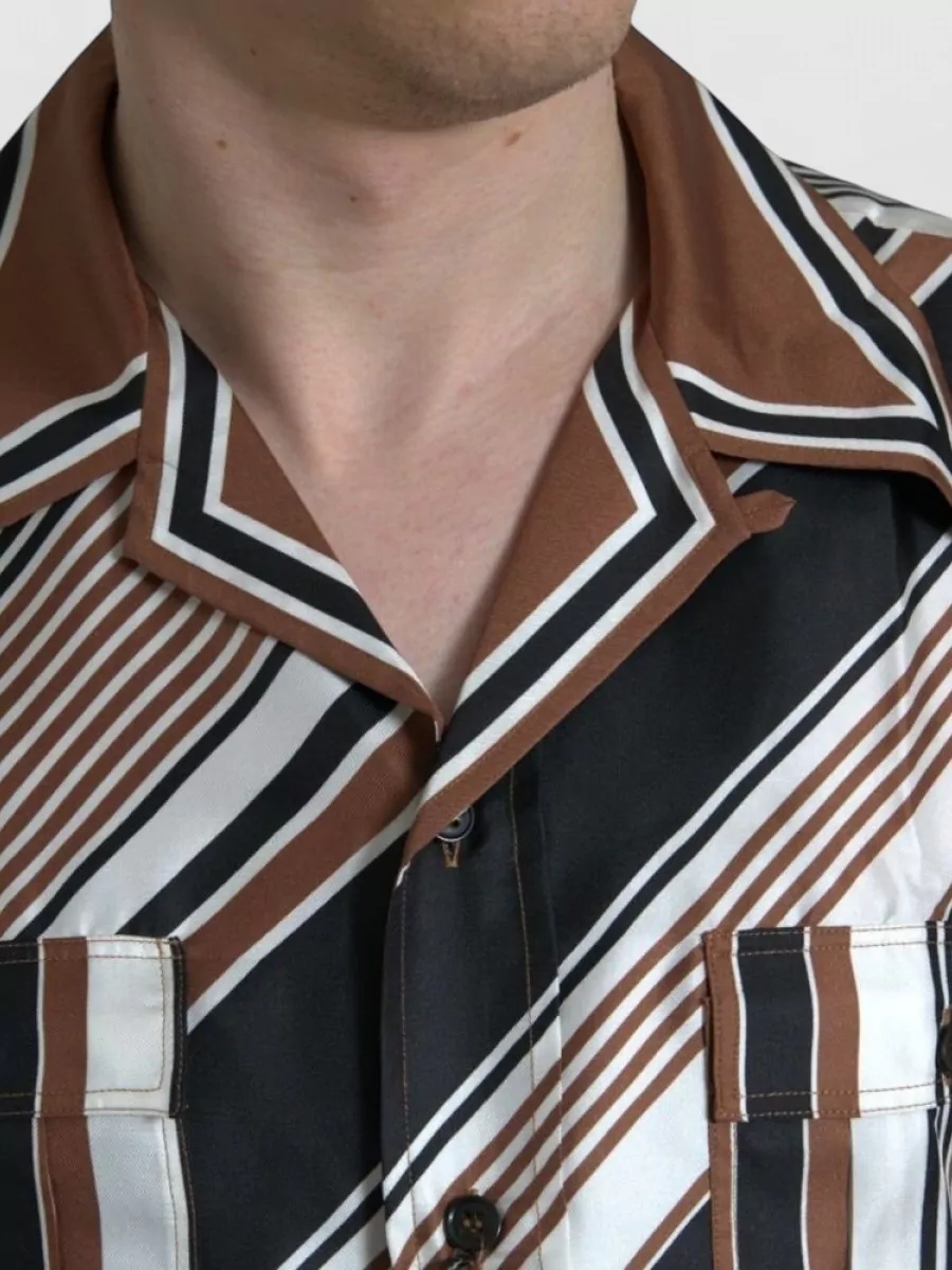 Dolce&Gabbana Silk Striped Short-Sleeve Shirt