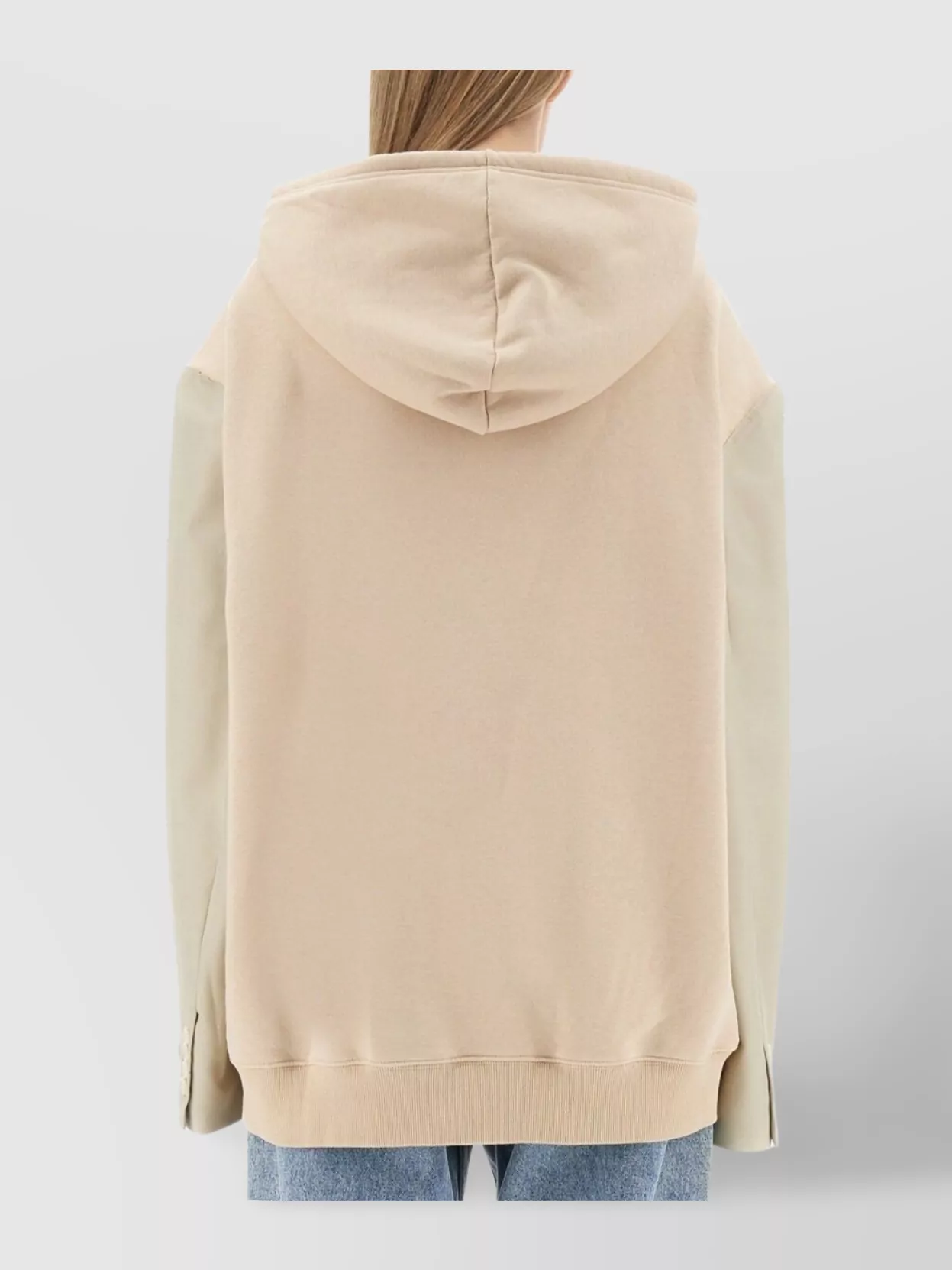 Mm6 Maison Margiela Oversized Logo Hooded Sweatshirt With Kangaroo Pocket In Neutral