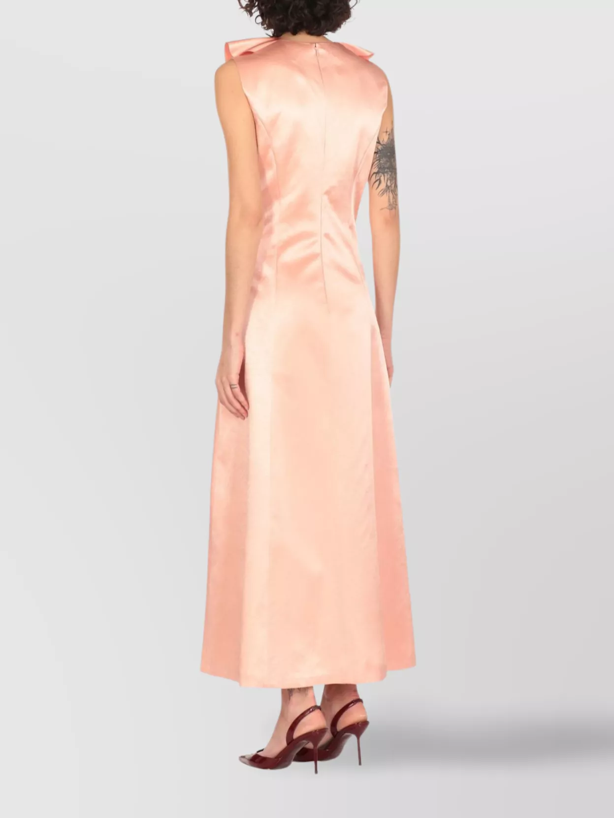 Philosophy Satin V-Neck Ruffled Collar Dress