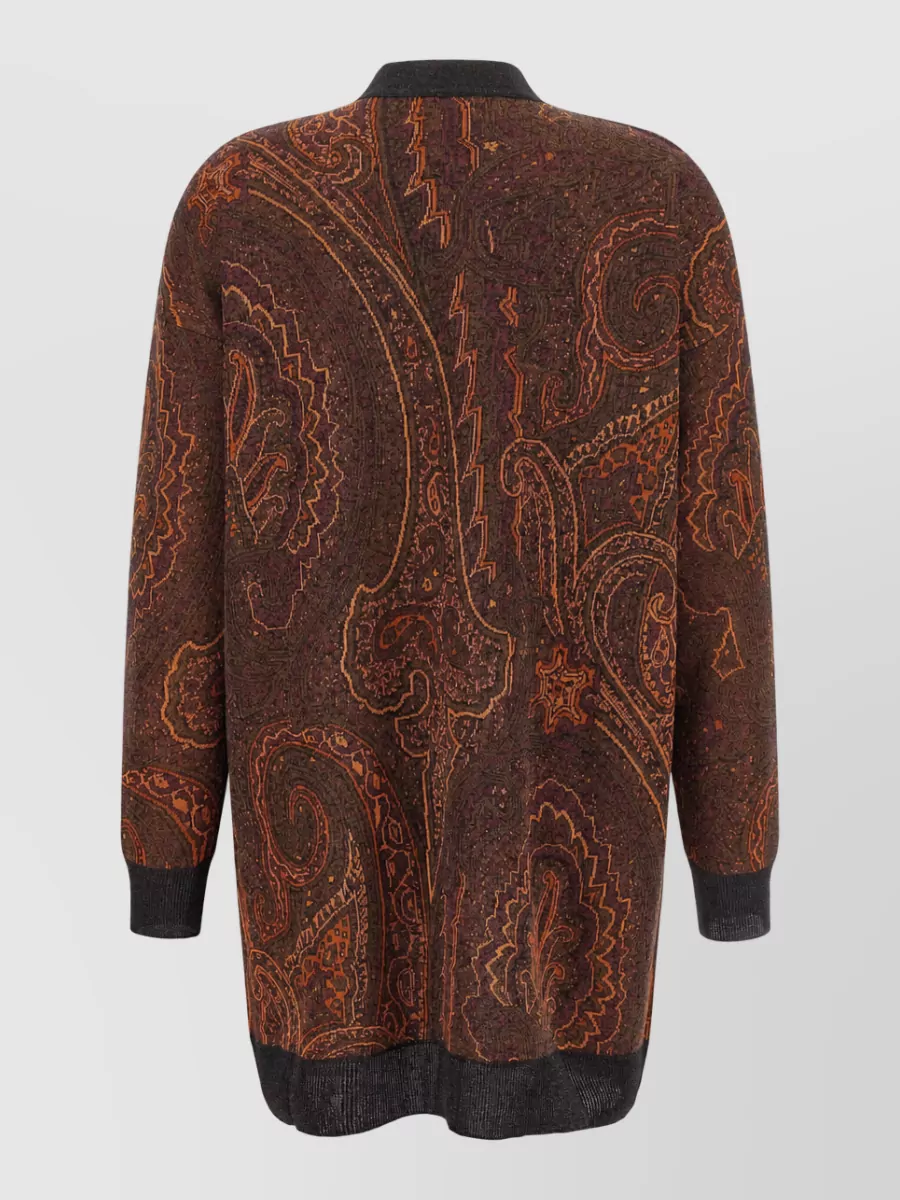 Etro Paisley jacquard v-neck long cardigan