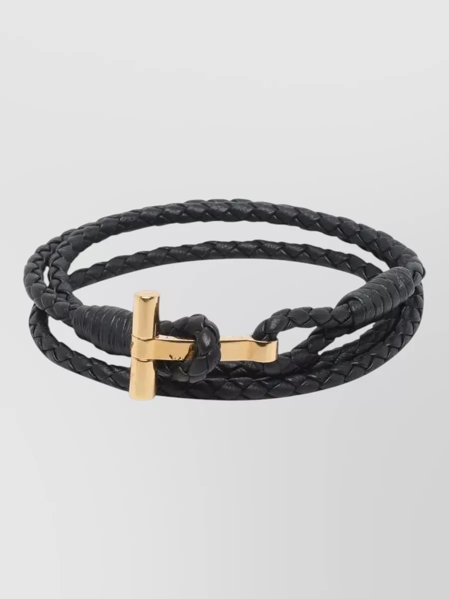 Tom Ford braided leather wrap bracelet