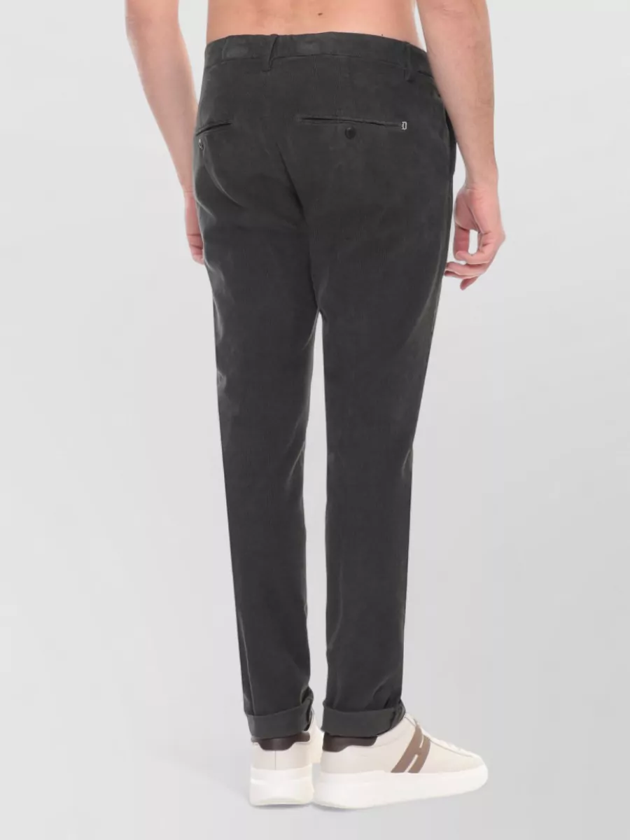 Dondup Straight Leg Cotton Trousers Corduroy Pattern