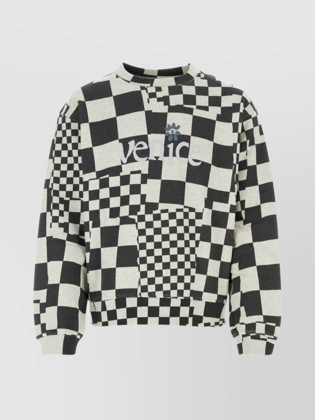Shop Erl Checkered Crew Neck Sweatshirt