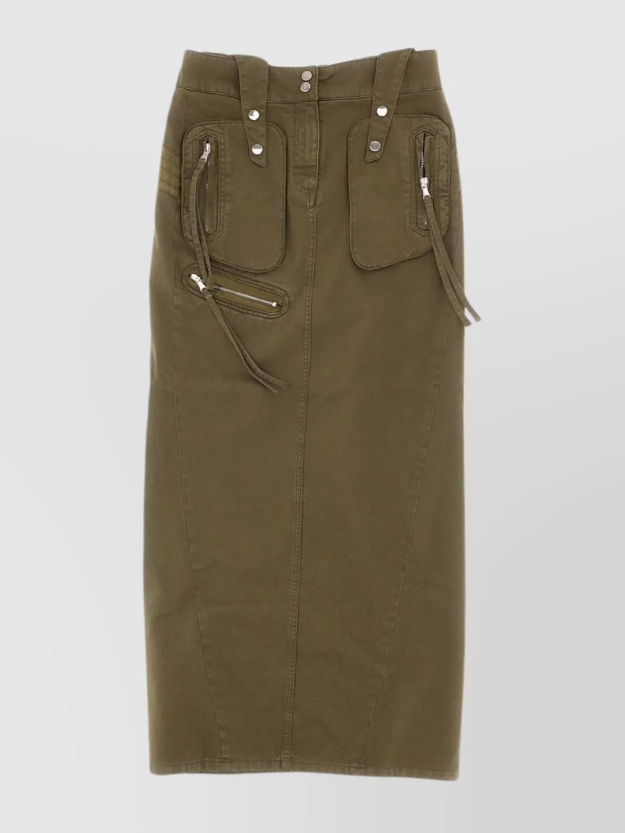 Blumarine Denim Cargo Maxi Skirt In Brown