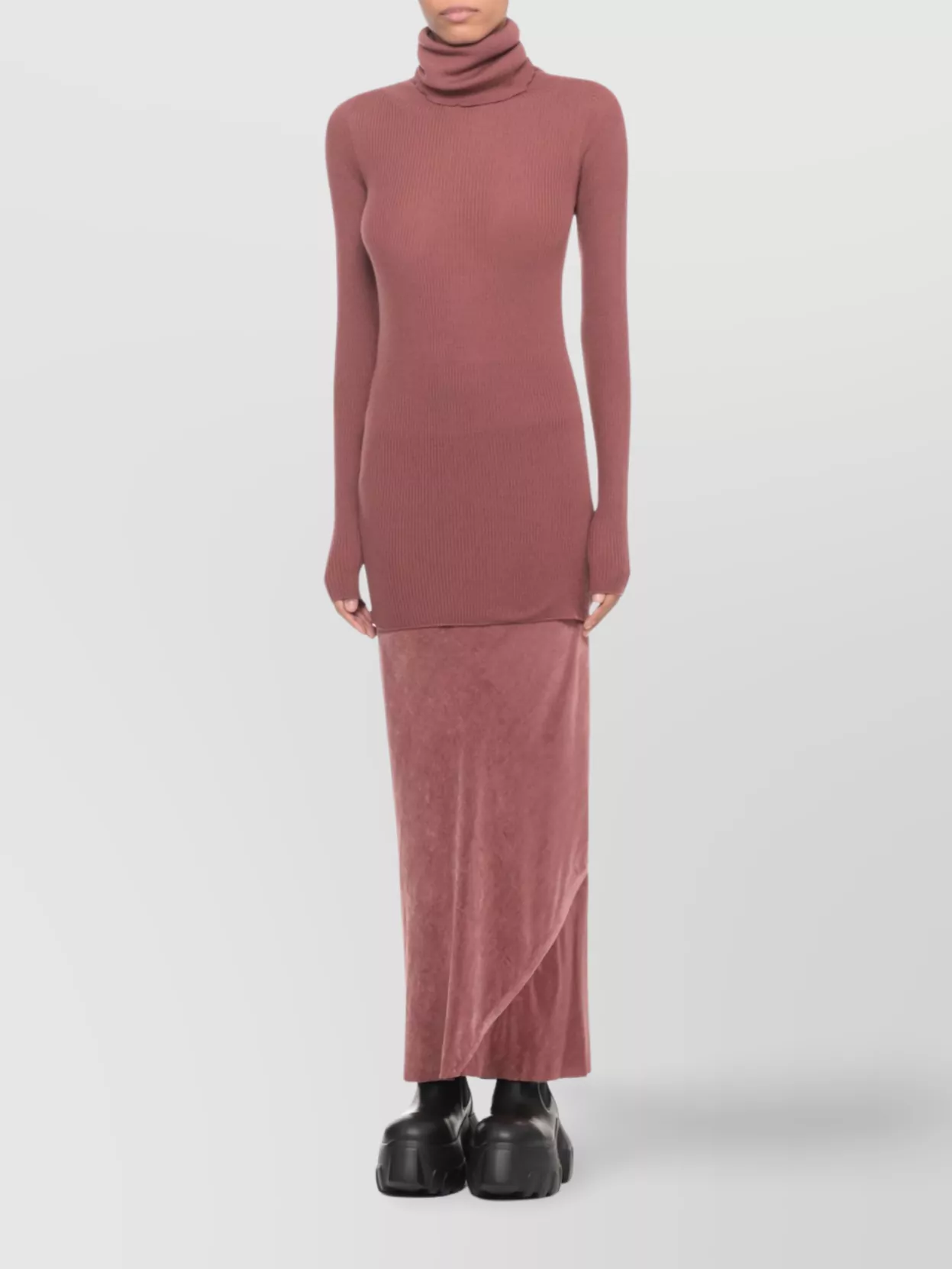 Rick Owens Fitted Turtleneck Knitwear Ribbed Texture