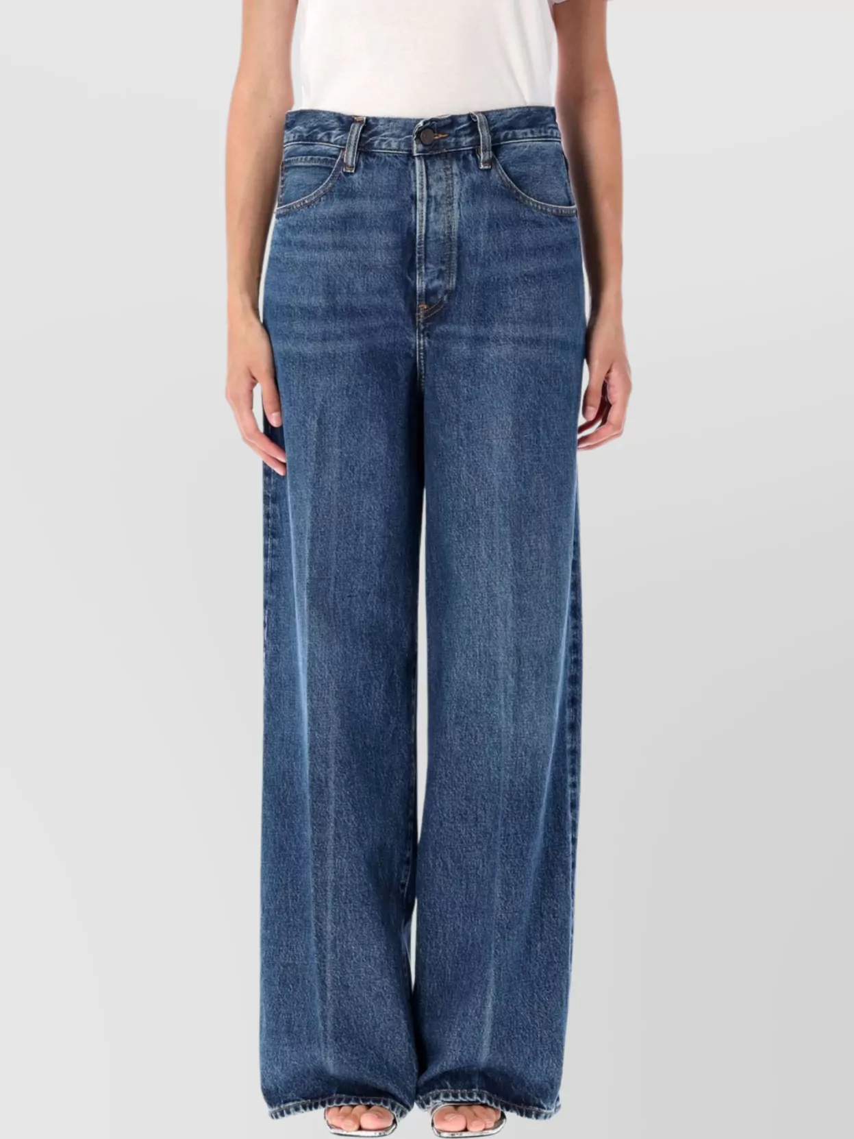 Frame High-rise Wide-leg Jeans In Blue