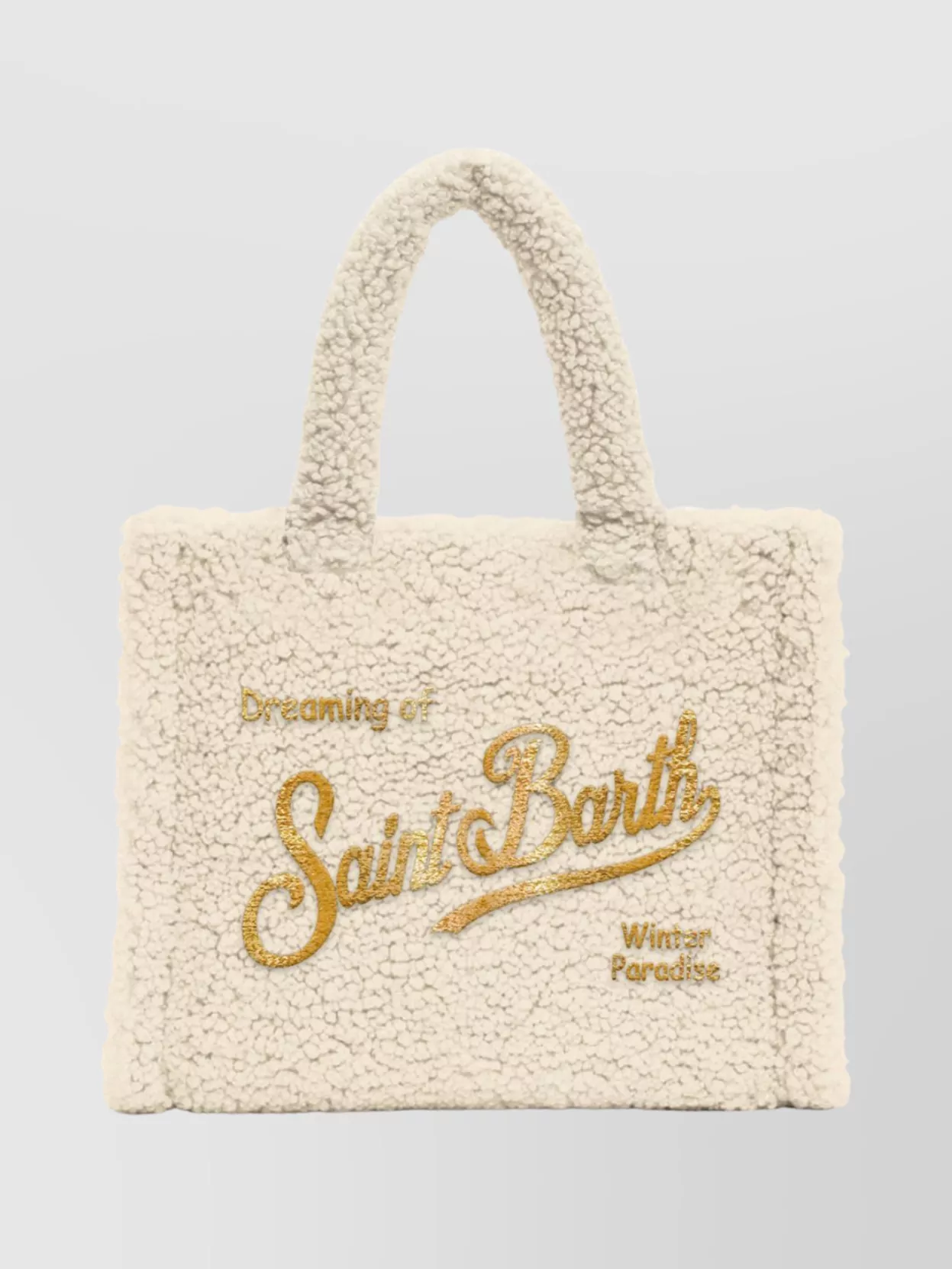 Mc2 Saint Barth Cozy Teddy Texture Tote With Top Handles In Neutral