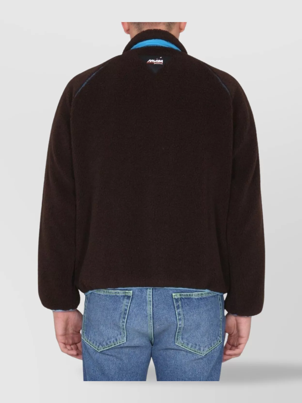 Msgm Logo High Neck Jacket With Contrast Pockets