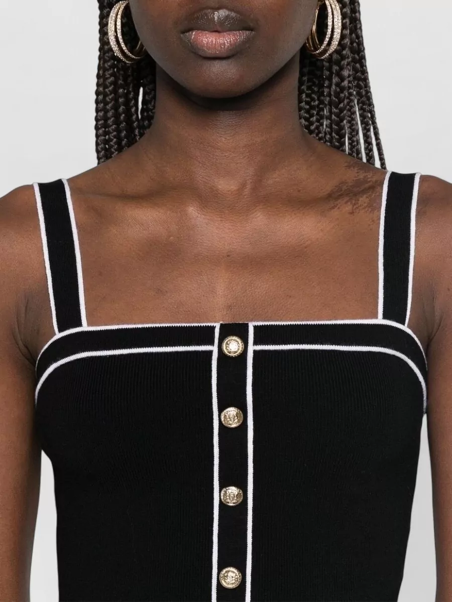 Alice + Olivia Cropped Square Neck Sleeveless Top