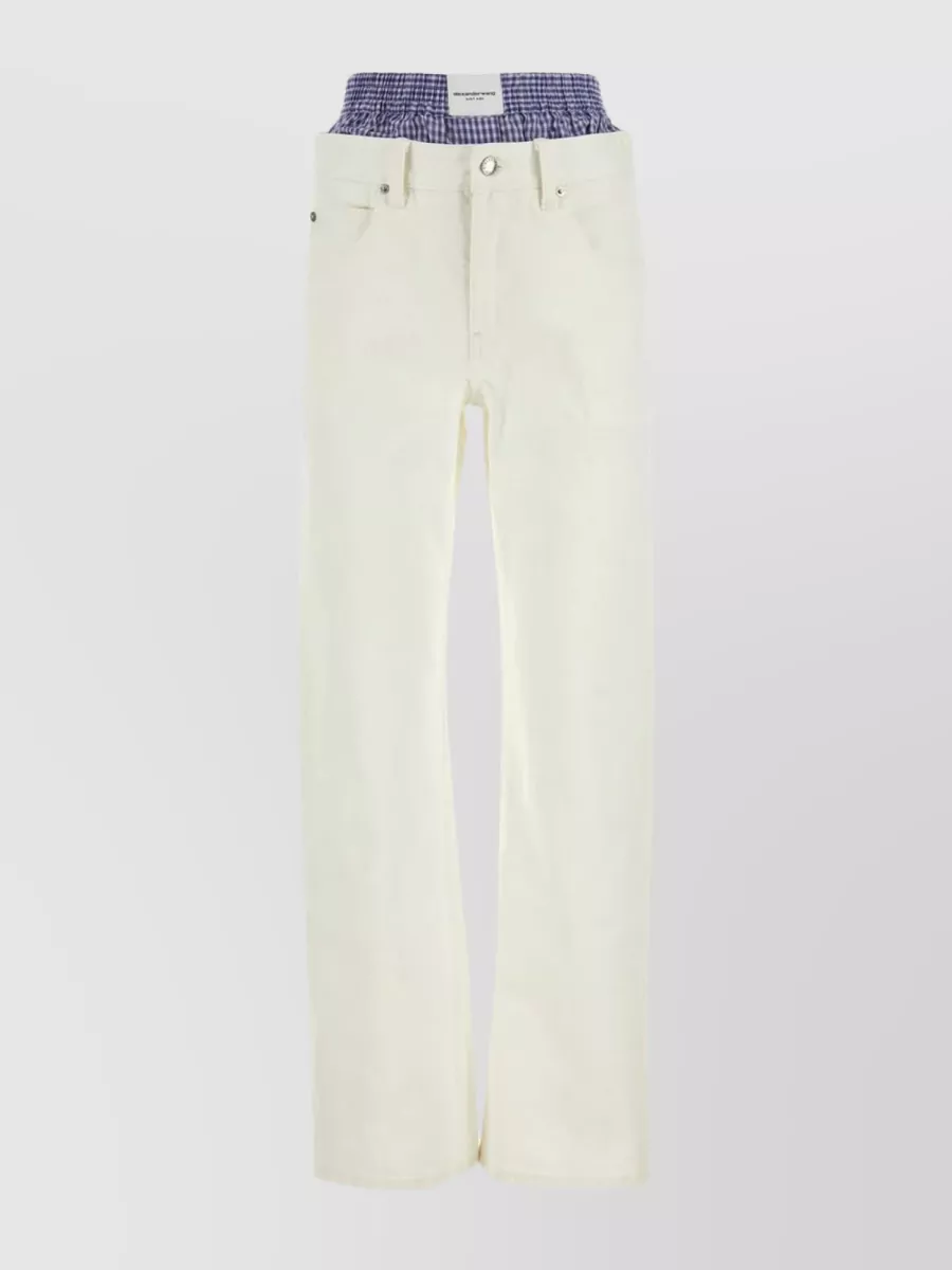 Shop Alexander Wang Wide-leg Pure Cotton Denim Trousers In Cream