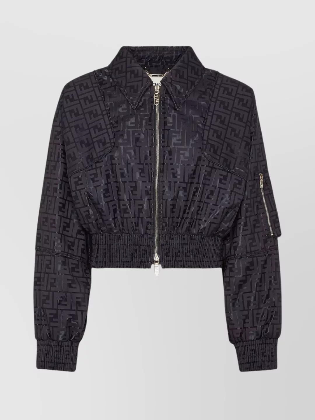 Shop Fendi Jacquard Fabric Bomber Jacket With Geometric Pattern